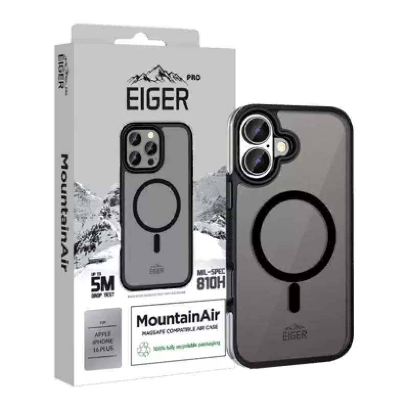 Eiger Pro MountainAir dėklas iPhone 16 Plus juodas (EGCA00656)