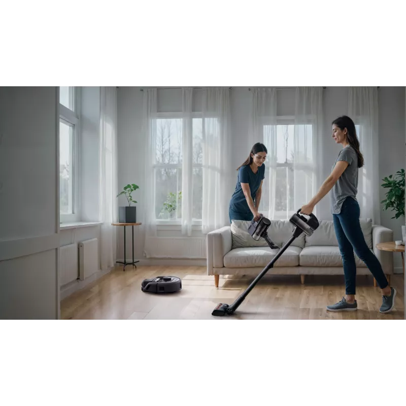 Robot vacuum Eufy E20 Juoda — apvalus, dulkių maišelio bazinė stotis, 150 min veikimo laikas, 35 cm skersmuo