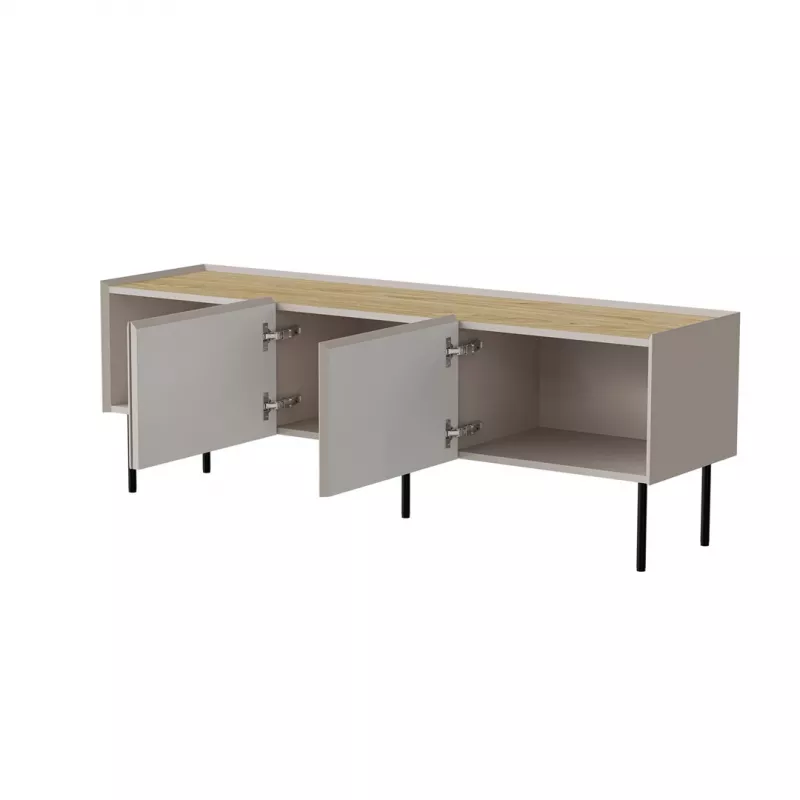 TV spintelė Cama Meble FELLINI 150x40x52 cm, kašmyro spalvos rėmas, aliejumi įtrinto ąžuolo viršus