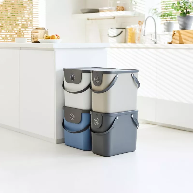 Atliekų konteineris rotho Albula 25 L stačiakampis, technopolimeras, mėlynas, 400×340×235 mm