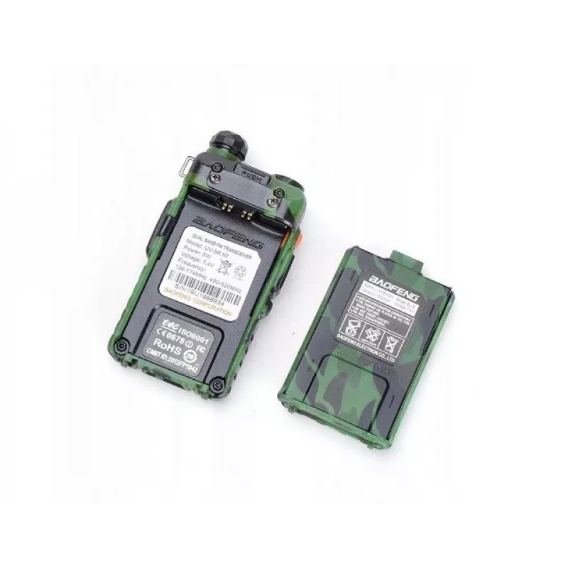 Rankinis dvipusis radijas Baofeng UV-5R 5W HT Camo — dviejų juostų FM, 5 W, 1800 mAh baterija
