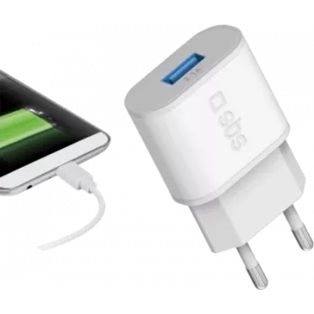 SBS TETR1USB2AWFAST mobiliesiems įrenginiams skirtas įkroviklis, vidaus, baltas (TETR1USB2AWFAST)