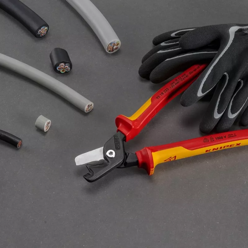 Kabelių pjovimo replės Knipex 95 18 225 VDE, izoliuotos rankenos, ilgis 225 mm