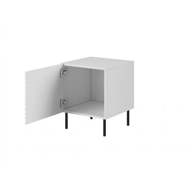 Naktinio staliuko rinkinys Cama Meble HOLE — 2 vnt., 44×40,5×53,5 cm, baltas matinis, MDF/medžio drožlių plokštė, 16 mm rėmas