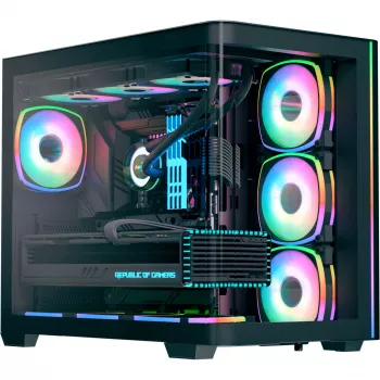 Tower PC Case AEROCOOL P500C EVO-G-BK-v1 su 2 grūdinto stiklo plokštėmis, juodas