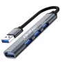 USB šakotuvas QOLTEC 53793 — USB 3.0 įvestis, 3× USB 2.0 prievadai