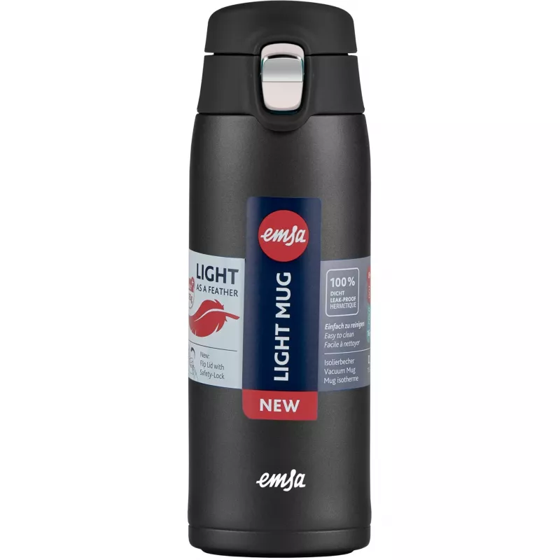 Keliautinis puodelis EMSA N2151700 0,4 L, juodas matinis, atverčiamas dangtelis
