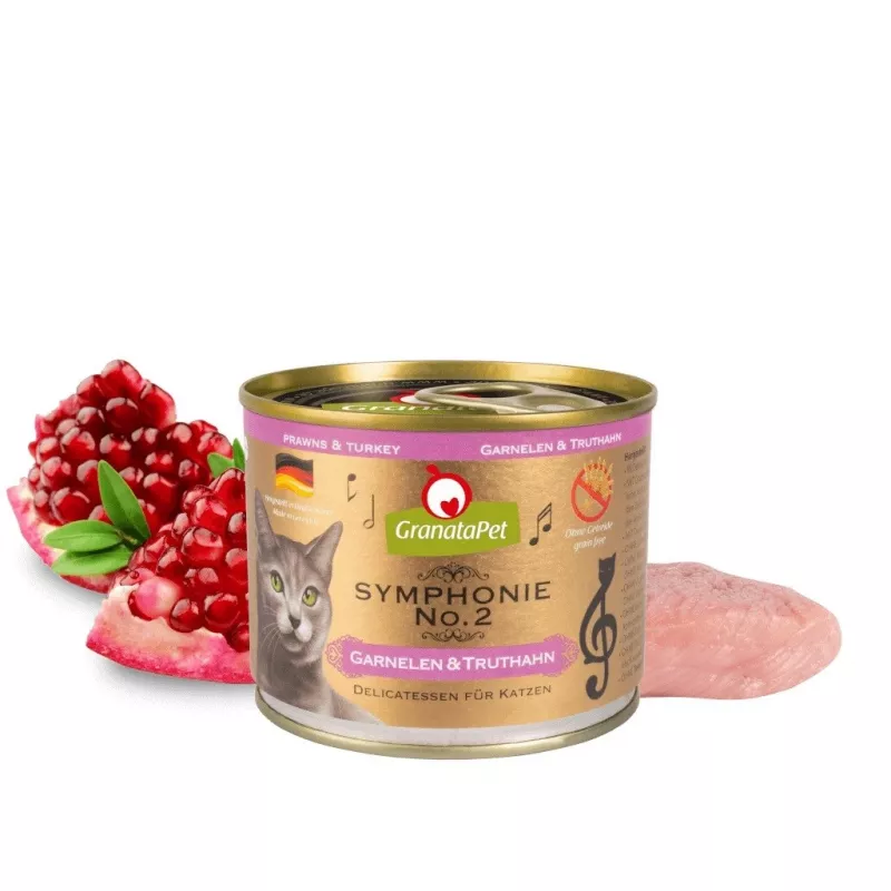 Šlapias kačių maistas Fox4Pets Symphonie No.2 Krevetės ir Kalakutiena 200 g, visavertis suaugusių kačių ėdalas, baltymai 11%, riebalai 5.7%, drėgmė 80%