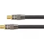 SAT antenos kabelis, IEC/koaksialinis kištukas ir lizdas, paauksuoti, ekranavimo laipsnis 120 dB, 75 omų, nailono pynė juoda, 30 m, PYTHON® serija (GC-M2020)