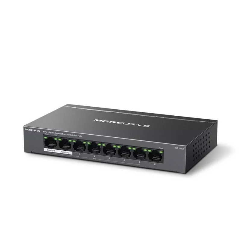 Mercusys Ms108Gp 8 prievadų gigabitinio stalinio komutatoriaus su 7 PoE prievadais