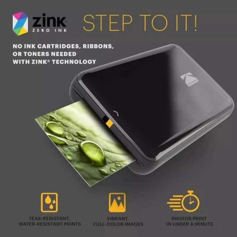 Kodak STEP Instant Mobile Photo spausdintuvas, spalvotas, ZINK 2x3'', 1 psl./min., Bluetooth, juodas