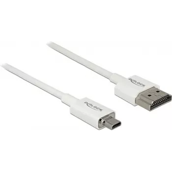 DeLOCK Slim High Quality - HDMI mit Ethernetkabel - mikro HDMI (M) bis HDMI (M) - 2,0m - dreifach abgeschirmtes Twisted-Pair-Kabel - weiß - 4K Unterst