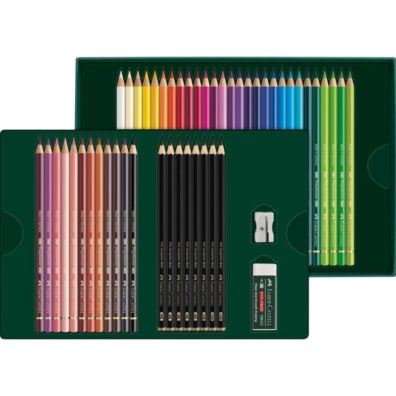 Aliejiniai pieštukai Faber-Castell Polychromos & Pitt Graphite Matt rinkinys 48 vnt. įvairiaspalvis