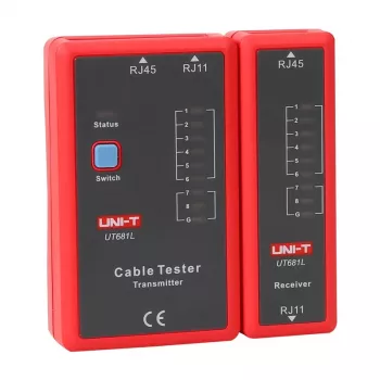 Tinklo kabelių testeris UNI-T UT681L, skirtas RJ45 ir RJ11 jungtims, laidumo ir laidų sujungimo patikrai