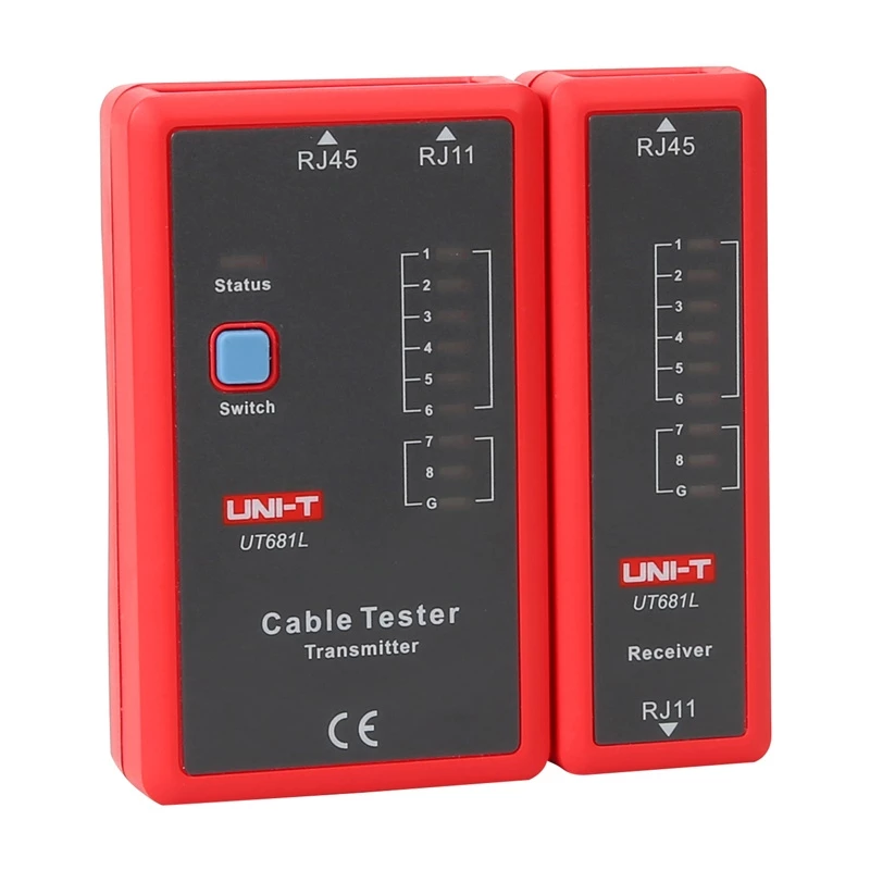 Tinklo kabelių testeris UNI-T UT681L, skirtas RJ45 ir RJ11 jungtims, laidumo ir laidų sujungimo patikrai