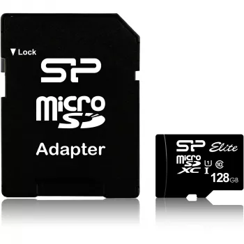 “MicroSDXC” atminties kortelė “Silicon Power” 128 GB UHS‑I (10 klasė, U1), 85 MB/s, juoda, su SD adapteriu