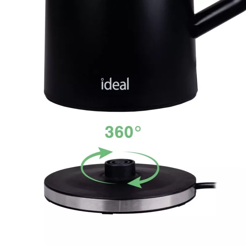 IDEAL virdulys 1,7 l, plieninis korpusas, 1500 W galia, juodas