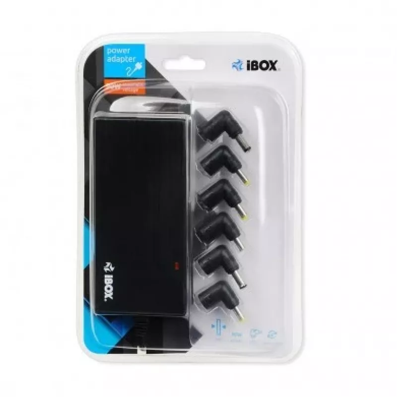 maitinimo adapteris IBOX IUZ90WA 90 W, įėjimas 100–240 V, išėjimas 4,5 A, reguliuojama įtampa, skirtas naudoti patalpoje, juodas