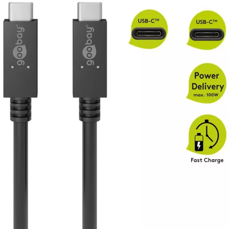 Goobay 49254 USB kabelis, juodas