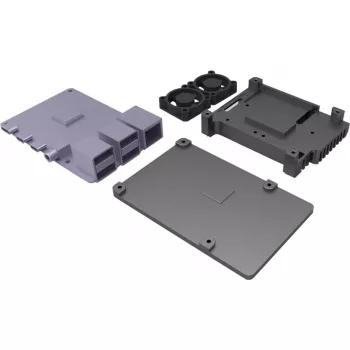 JOY-IT RPI CASE ALU07F - Korpusas Raspberry Pi 4, aliuminis, ventiliatorius, juodas (RB-ALUCASEP4+07FAN)