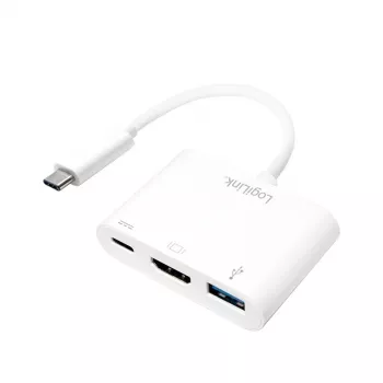 LogiLink 0,14 m 2xUSB-C HDMI USB A Balta