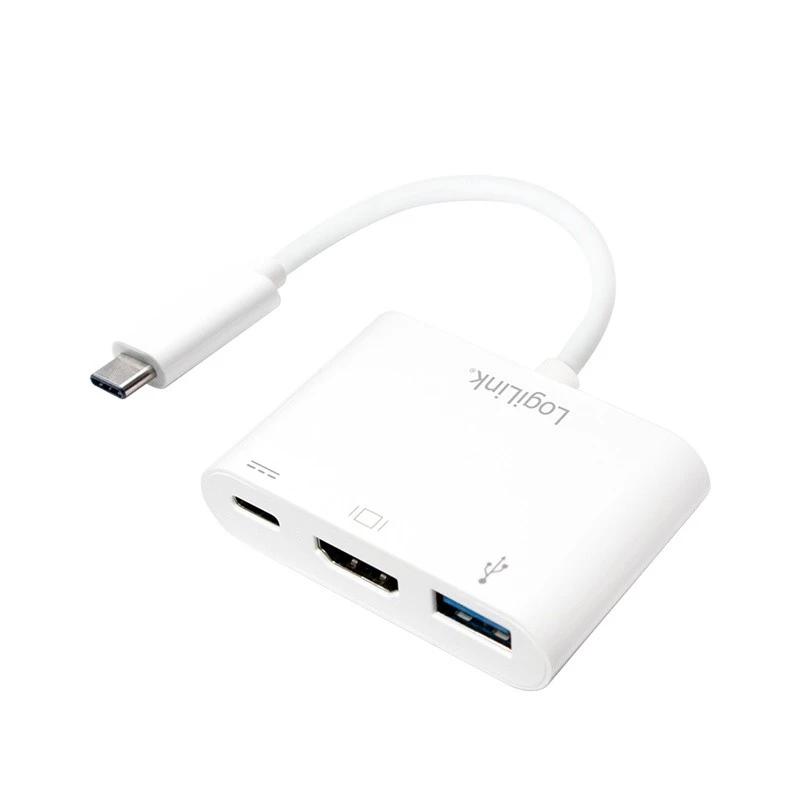 LogiLink 0,14 m 2xUSB-C HDMI USB A Balta