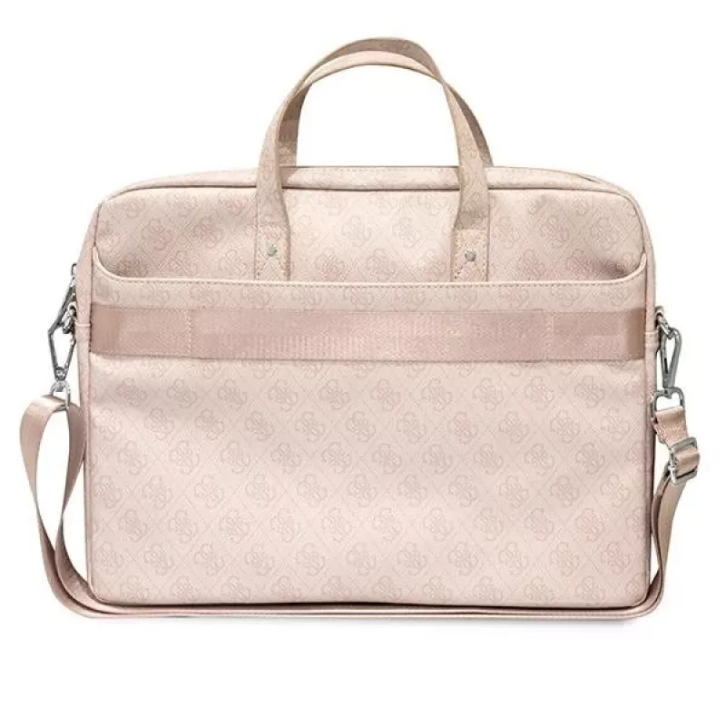 Guess 4G Trikampio Logotipo Nešiojamojo Kompiuterio Krepšys 16 Rose Pink Saffiano - GUCB15P4TP