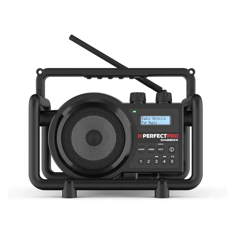 Perfectpro DABBOX radijo imtuvas statybvietėms DAB+ FM AUX Bluetooth atsparus smūgiams