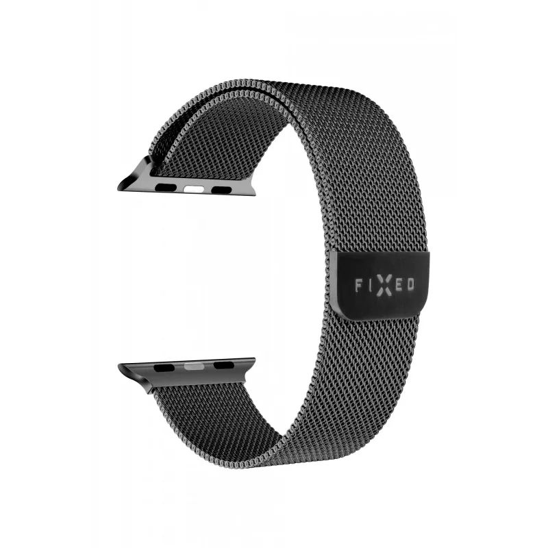 FIXED pakaitinis tinklinis dirželis Apple Watch – suderinamas su 42/44/45/46/49 mm (juodas)