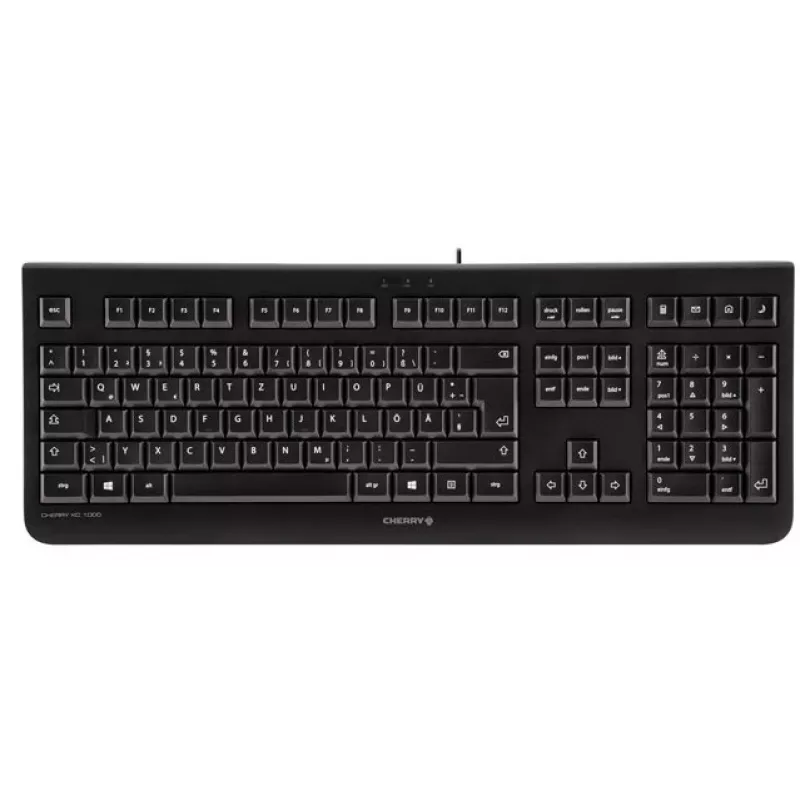 CHERRY KC 1000 klaviatūra, skirta namams, USB, šveicariška, juoda
