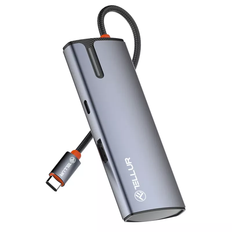 USB-C stotelė Tellur TLL321061 su PD 3.0 100W, HDMI išvestimi ir 3× USB 3.0 prievadais