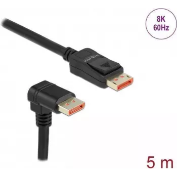 DisplayPort laidas DeLOCK 8K 60 Hz 5 m vyriškas tiesus į vyrišką 90° žemyn kampuotą