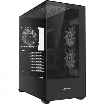 PC korpusas Sharkoon SK6 ARGB Tower ATX Juodas — vidutinio dydžio bokštas ATX, ARGB apšvietimas, grūdinto stiklo šoninis skydelis