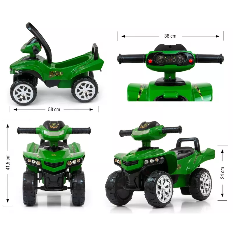 Riedėjimo žaisliukas milly mally Ride-on Monster Military modelis 27515 mažiems vaikams