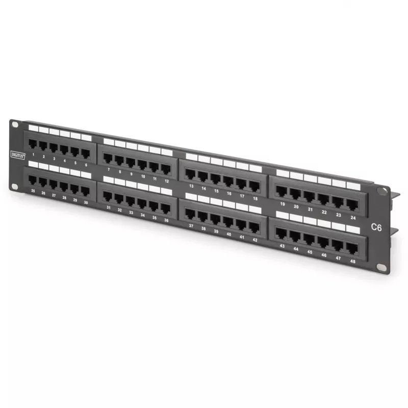 DIGITUS - Pataisų skydas - RJ-45 X 48 - Pilka, RAL 7035 - 2U - 48 prievadų (DN-91648U)