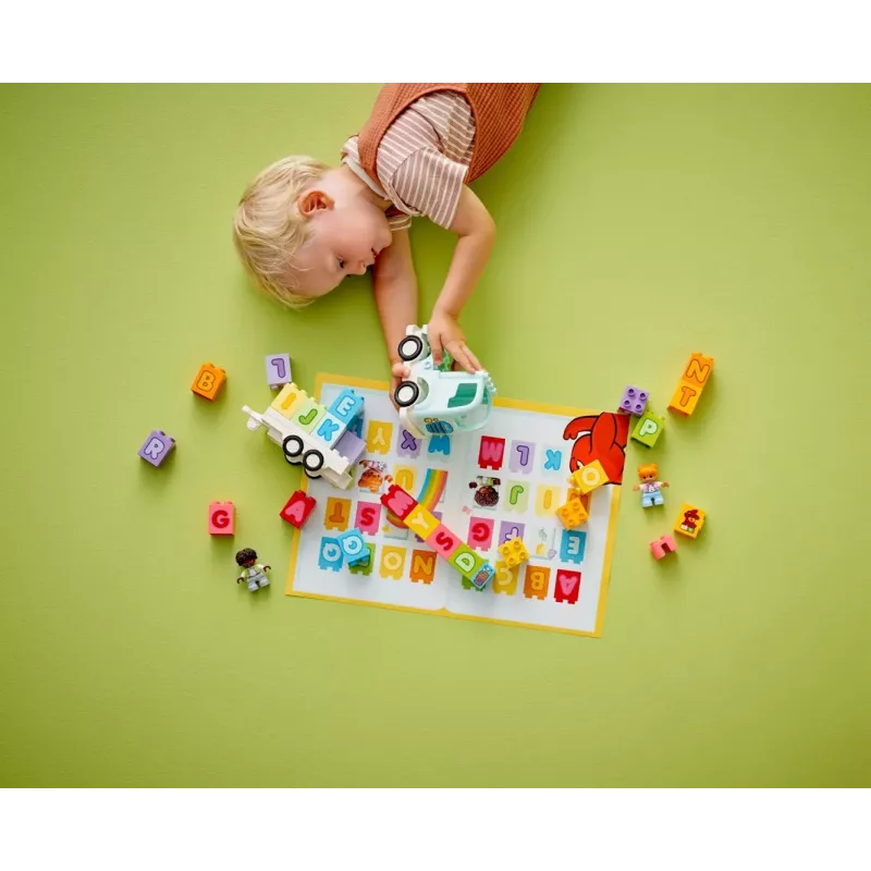 Konstruktorius LEGO DUPLO 10421 ABC sunkvežimis, 36 dalys, 2 minifigūrėlės, nuo 2 metų, matmenys 110×140×70 mm