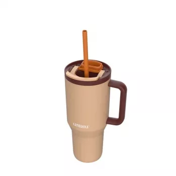 Termo puodelis su teleskopiniu šiaudeliu Kambukka Rio Tumbler 950ml Almond Dream