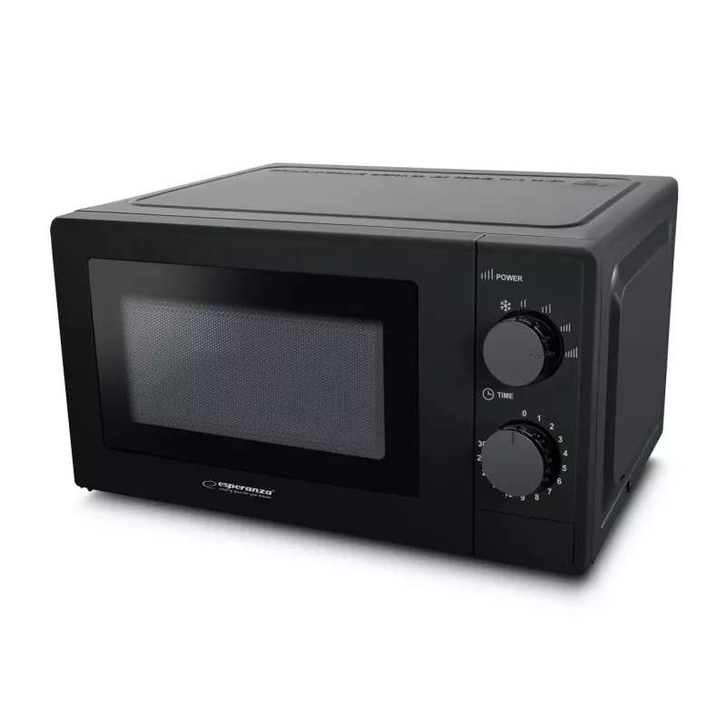 Solo mikrobangų krosnelė ESPERANZA ESTOFADO — 20 l, 700 W, 5 galios lygiai, 24,5 cm sukamoji lėkštė, juoda