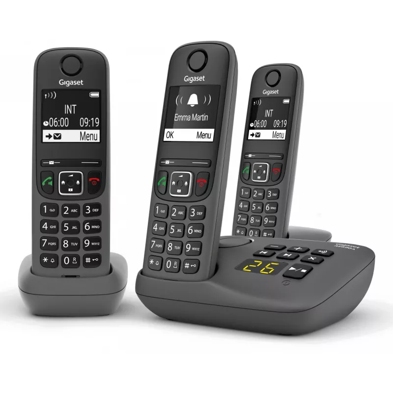 Analoginis / DECT telefonas Gigaset AE690A su skambinančiojo ID, belaidis, 3 rageliai