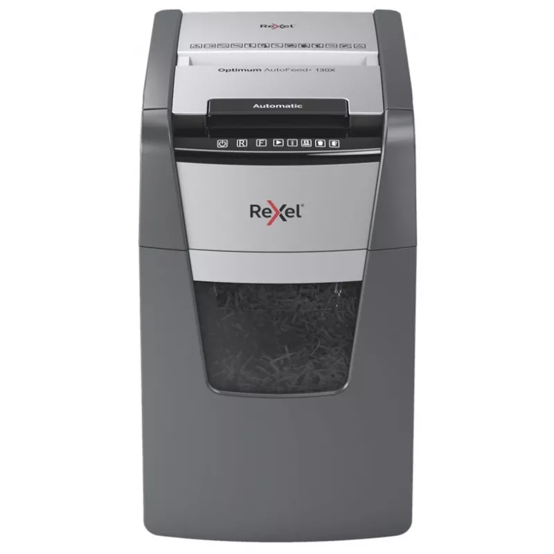 Rexel Optimum AutoFeed+ 130X popieriaus smulkintuvas Kryžminis smulkinimas 55 dB 22 cm Juoda, Sidabrinė