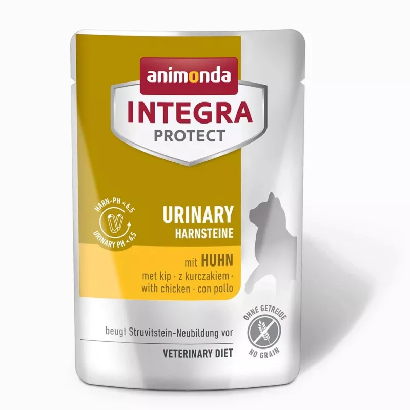 Šlapias kačių maistas animonda Integra Protect Urinary Struvit su vištiena 85 g maišelis, 80 % drėgmės, 7,5 % baltymų