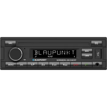 Automobilinis radijas BLAUPUNKT Nürnberg 200 DAB+ Bluetooth — vieno DIN, mažas montavimo gylis