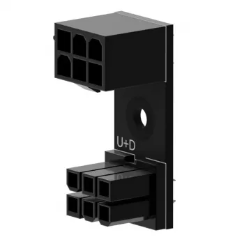 6‑Pin PCIe 180° adapteris U+D, skirtas GPU/PCIe maitinimo kabeliams (SC-A-PCIE6-UD)