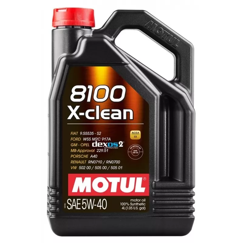 Variklio alyva Motul 8100 X‑Clean 5W40 — visiškai sintetinė variklio alyva, 4 L