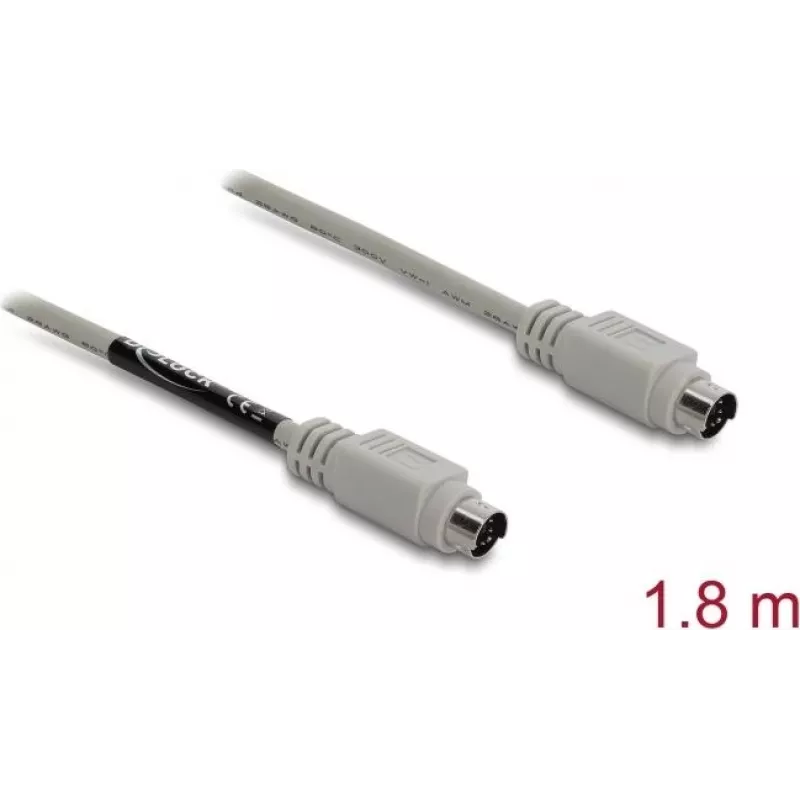 PS/2 laidas DELOCK 87235 — 6 kontaktų Mini‑DIN į 6 kontaktų Mini‑DIN, 1,8 m, smėlio spalvos