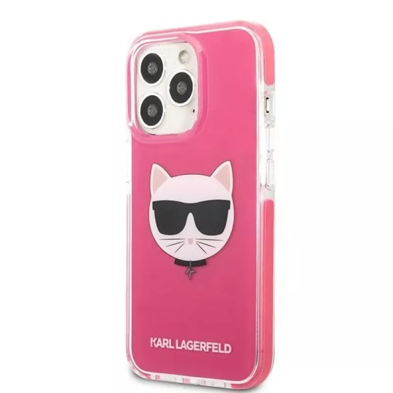 Karl Lagerfeld KLHCP13XTPECPI Iphone 13 Pro Max 6.7 kietas dėklas Fuchsia/FUSCHIA Choupette Head