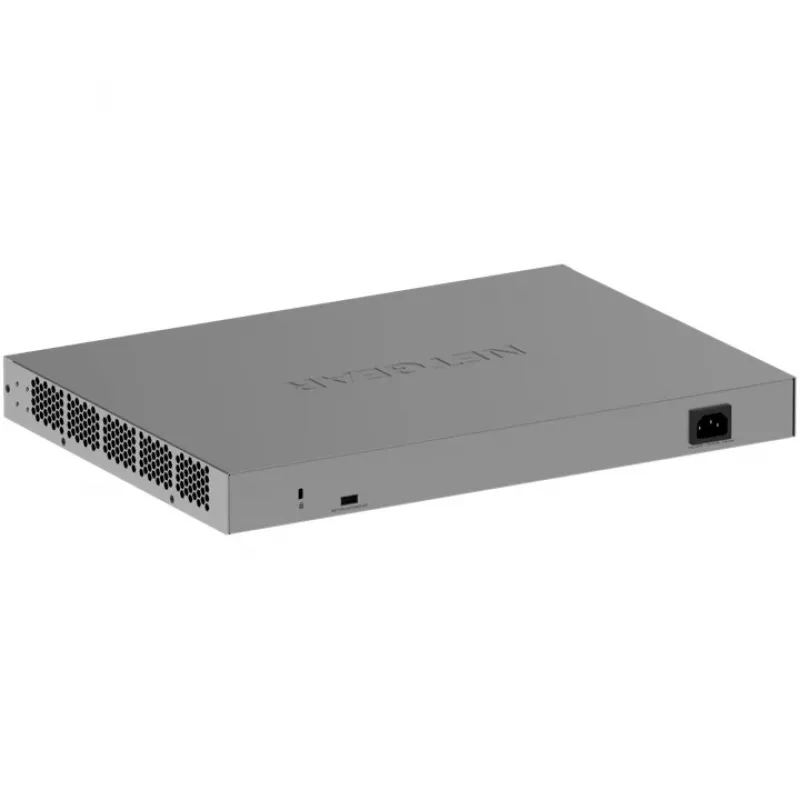 Valdomas gigabitinis PoE komutatorius NETGEAR GS752TXUP — 48× Gigabit RJ-45, 10G palaikymas, 1U stovas, 176 Gbit/s perjungimo pajėgumas