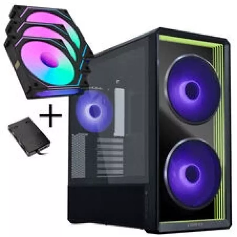 Lian Li LANCOOL 217 INF PC korpuso rinkinys + 3x UNI FAN SL-INF 120 Reverse Blade ventiliatorius - juodas
