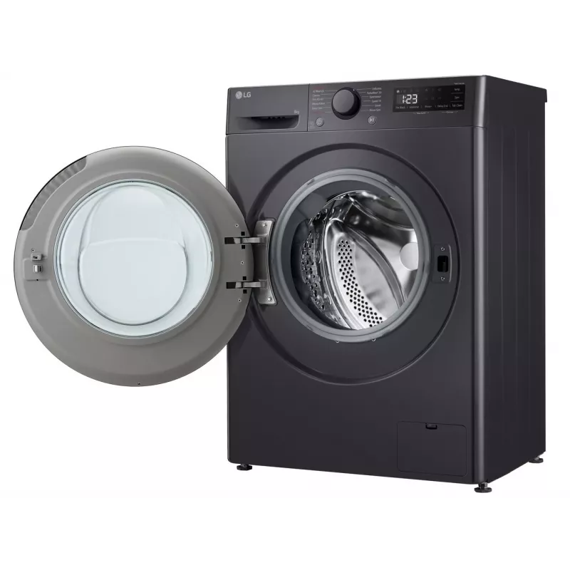 Skalbimo mašina LG F2WR508S2M — priekinio įkrovimo, 8 kg, 1200 aps./min, A efektyvumo, 60×48 cm, LED, vidutiniškai juoda