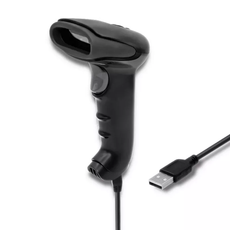 Rankinis brūkšninių kodų skaitytuvas QOLTEC 50868 — 1D/2D lazerinis skaitytuvas, USB laidinis ir belaidis, skaitymo atstumas 600 mm, juodas